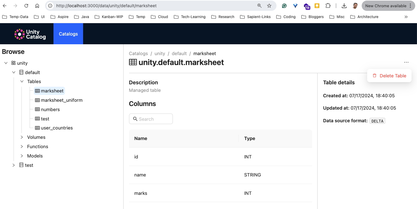 Unity Catalog UI