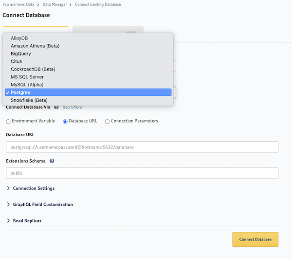 Hasura Connect DB